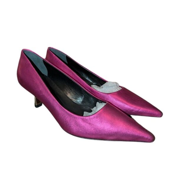 Cynthia Richard Elizabeth Fuchsia Metallic leather Pump Low Heels Fancy Shoes 37 - Picture 9 of 15